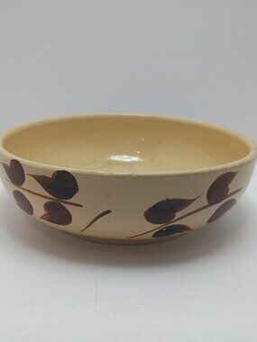 Vintage Watt Pottery #96 USA Ovenware Stoneware Bowl Brown Leaf